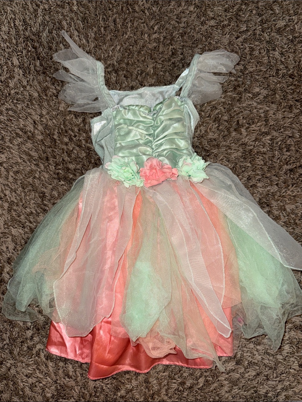 Children's Pastel Fairy Costume Dress - Mint & Coral size 6